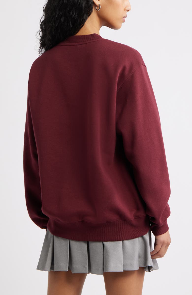 BP. Oversize Crewneck Graphic Sweatshirt, Alternate, color, Burgundy San Marino