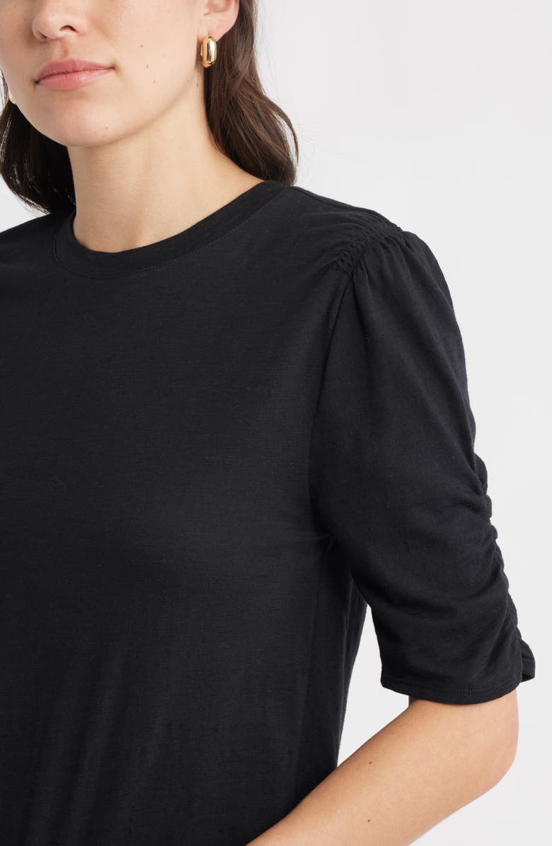 Caslon<sup>®</sup> Puff Sleeve Cotton Blend T-Shirt, Alternate, color, Black