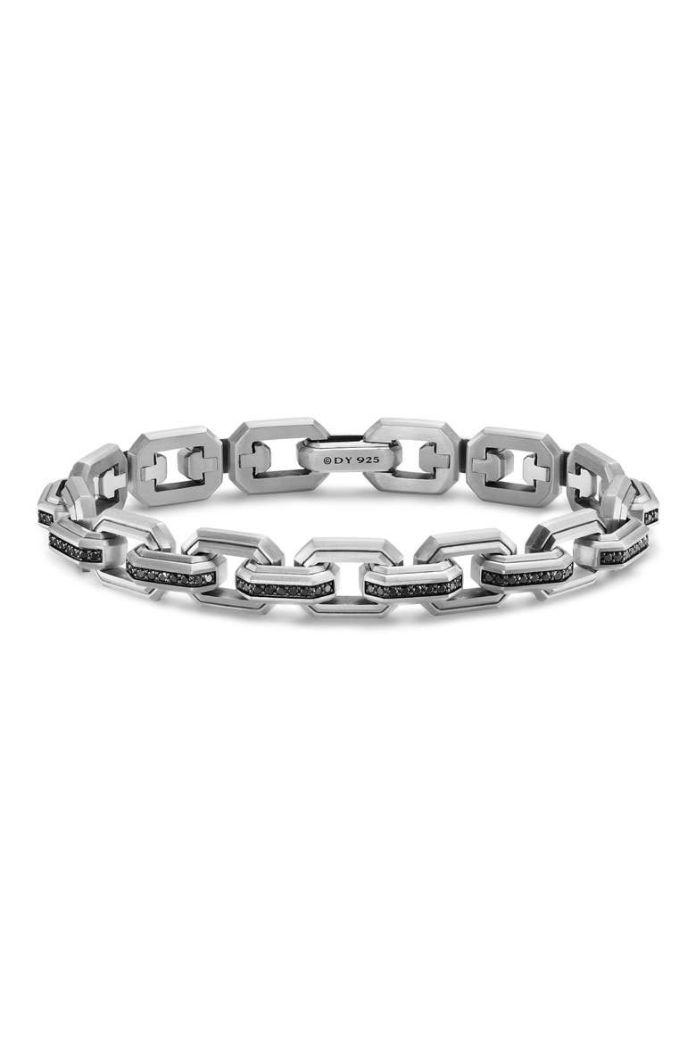 Men's Faceted Flat Link Bracelet, Main, color, SILVER PAVE