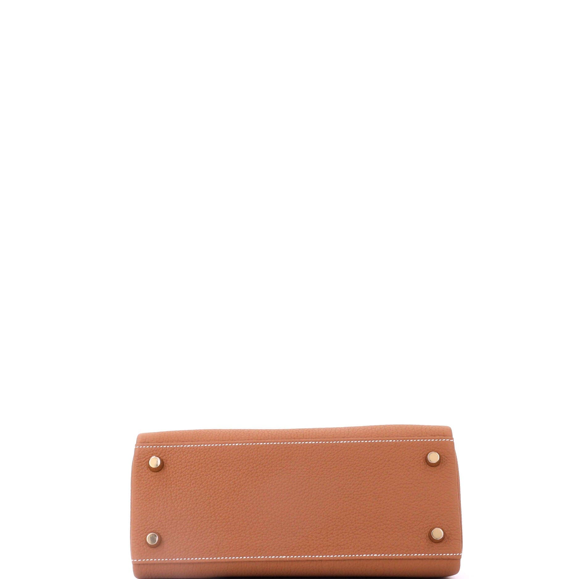 Pre-Owned Hermes Kelly Handbag Brown Togo with Gold Hardware 25, Alternate, color, Gold