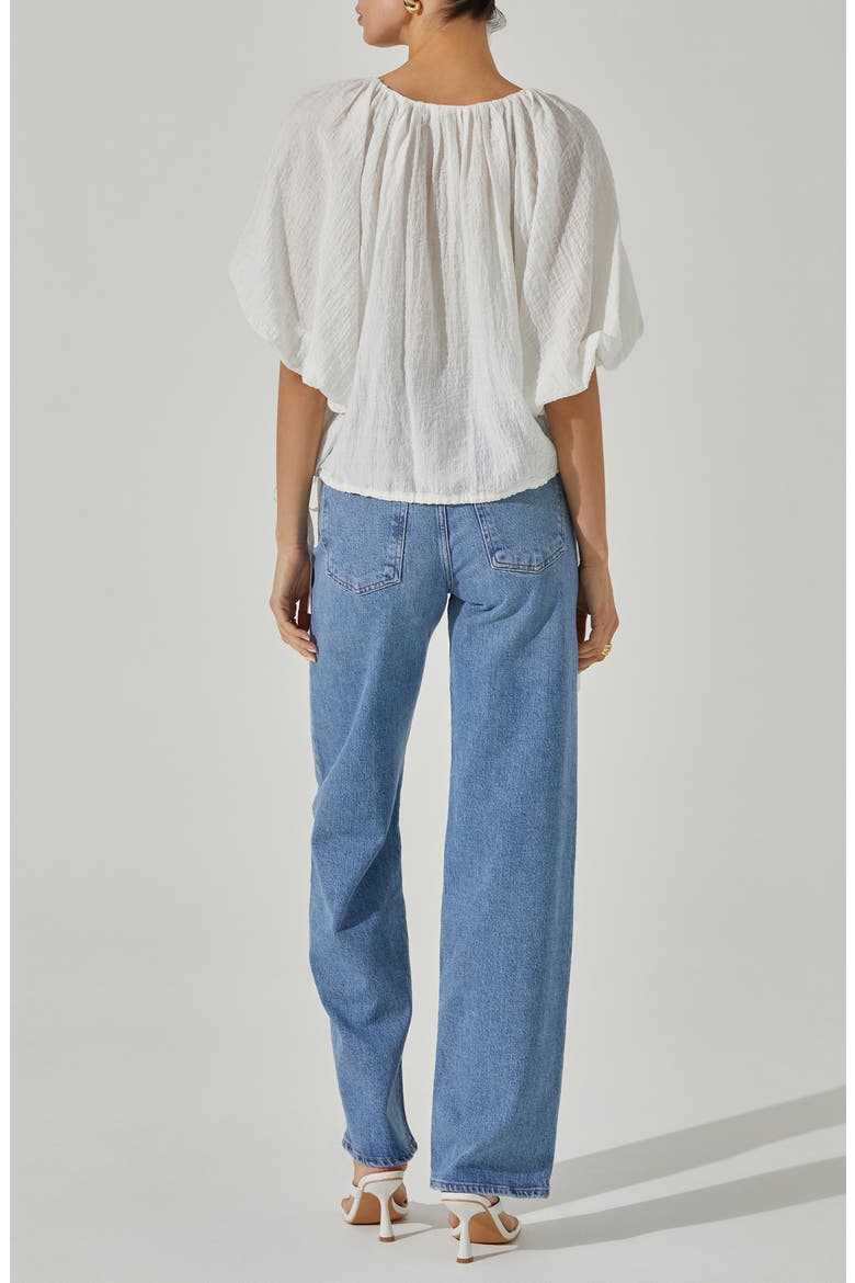 Puff Sleeve Side Tie Top, Alternate, color, WHITE