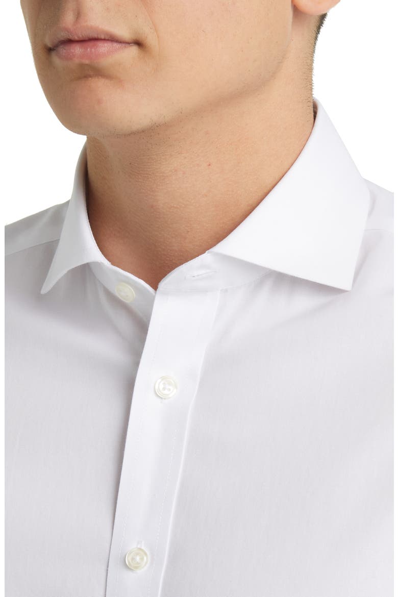 Non-Iron Poplin Cutaway Slim Fit Shirt Double Cuff, Alternate, color, WHITE