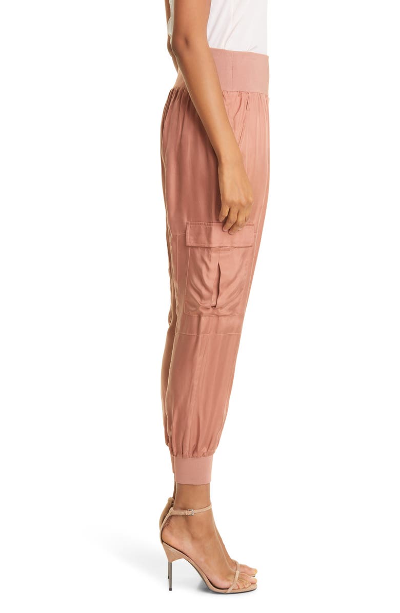 Cinq à Sept Giles Cupro Crop Cargo Joggers, Alternate, color, Bronze