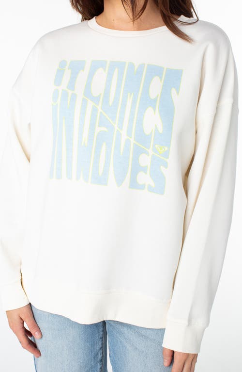 Roxy Morning Hike Oversize Fleece Graphic Sweatshirt In White
