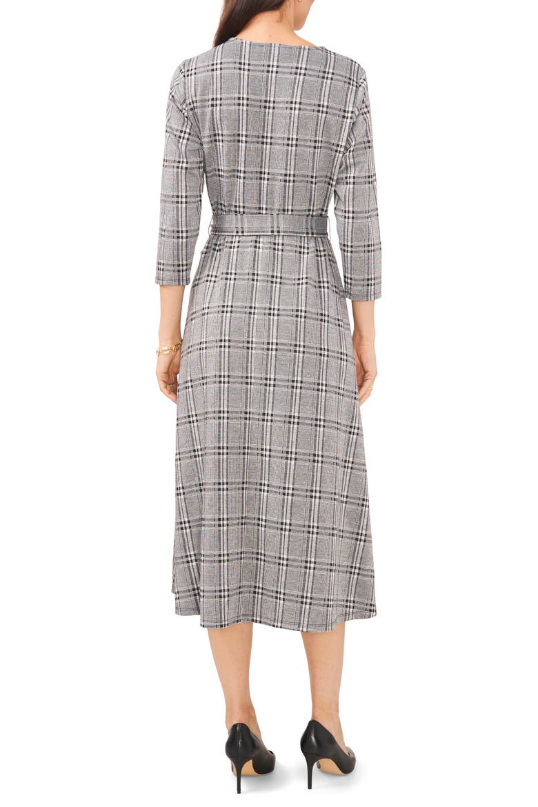 Glen Plaid Jacquard Midi Dress, Alternate, color, BLACK/WHITE