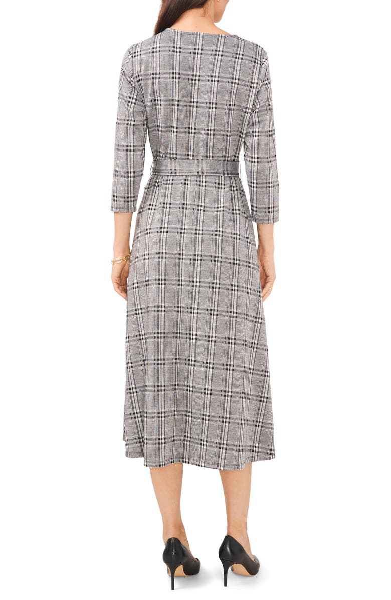 Chaus Glen Plaid Jacquard Midi Dress, Alternate, color, Black/White