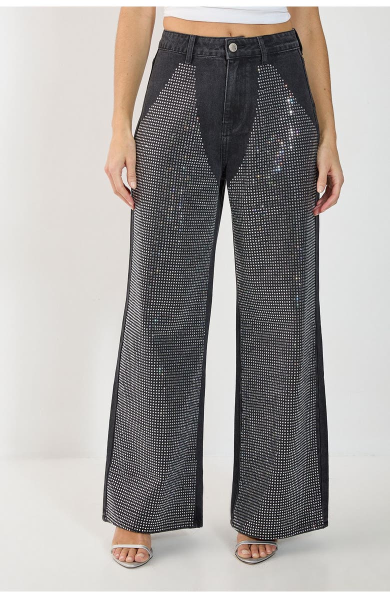 NASTY GAL Diamante Denim Chap Jeans, Main, color, Washed Black