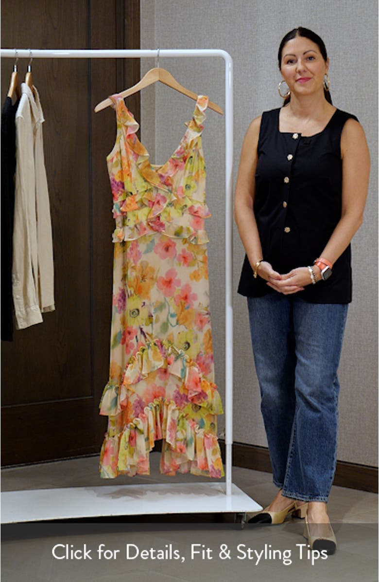 Floral Ruffle Trim Chiffon Dress, sales video thumbnail