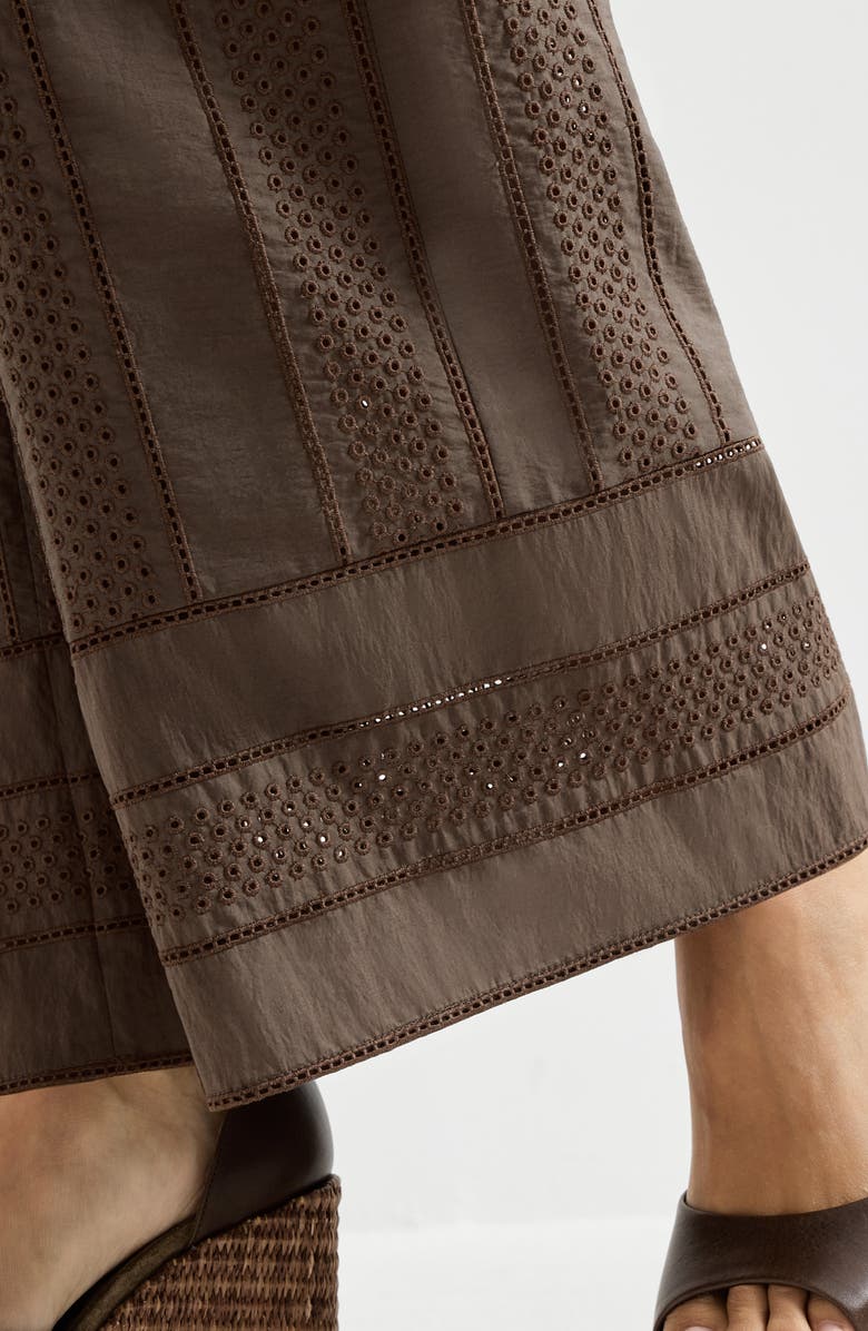 Brunello Cucinelli Broderie anglaise track trousers, Alternate, color, Chocolate