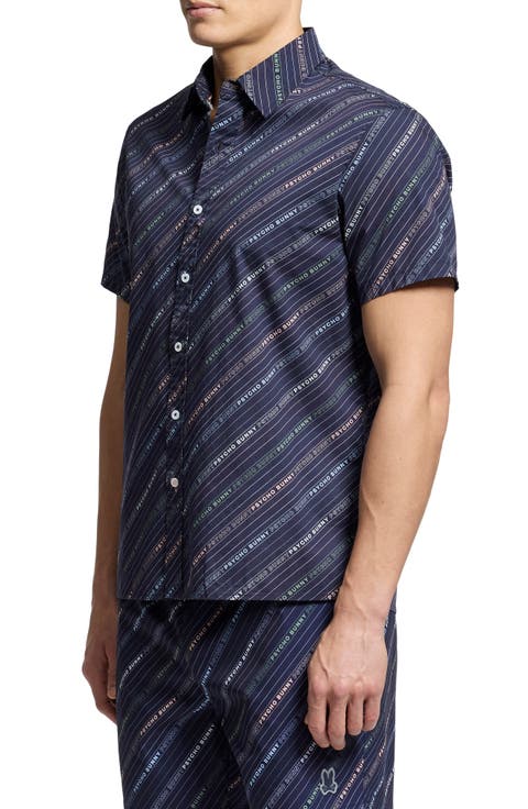 Renmark Short Sleeve Stretch Poplin Woven Button-Up Shirt