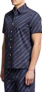 Psycho Bunny Renmark Short Sleeve Stretch Poplin Woven Button-Up Shirt