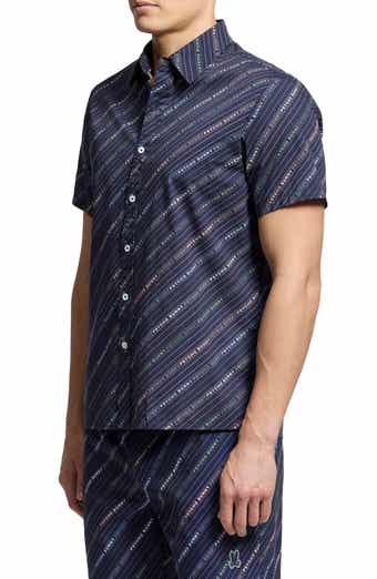 Psycho Bunny Renmark Short Sleeve Stretch Poplin Woven Button-Up Shirt