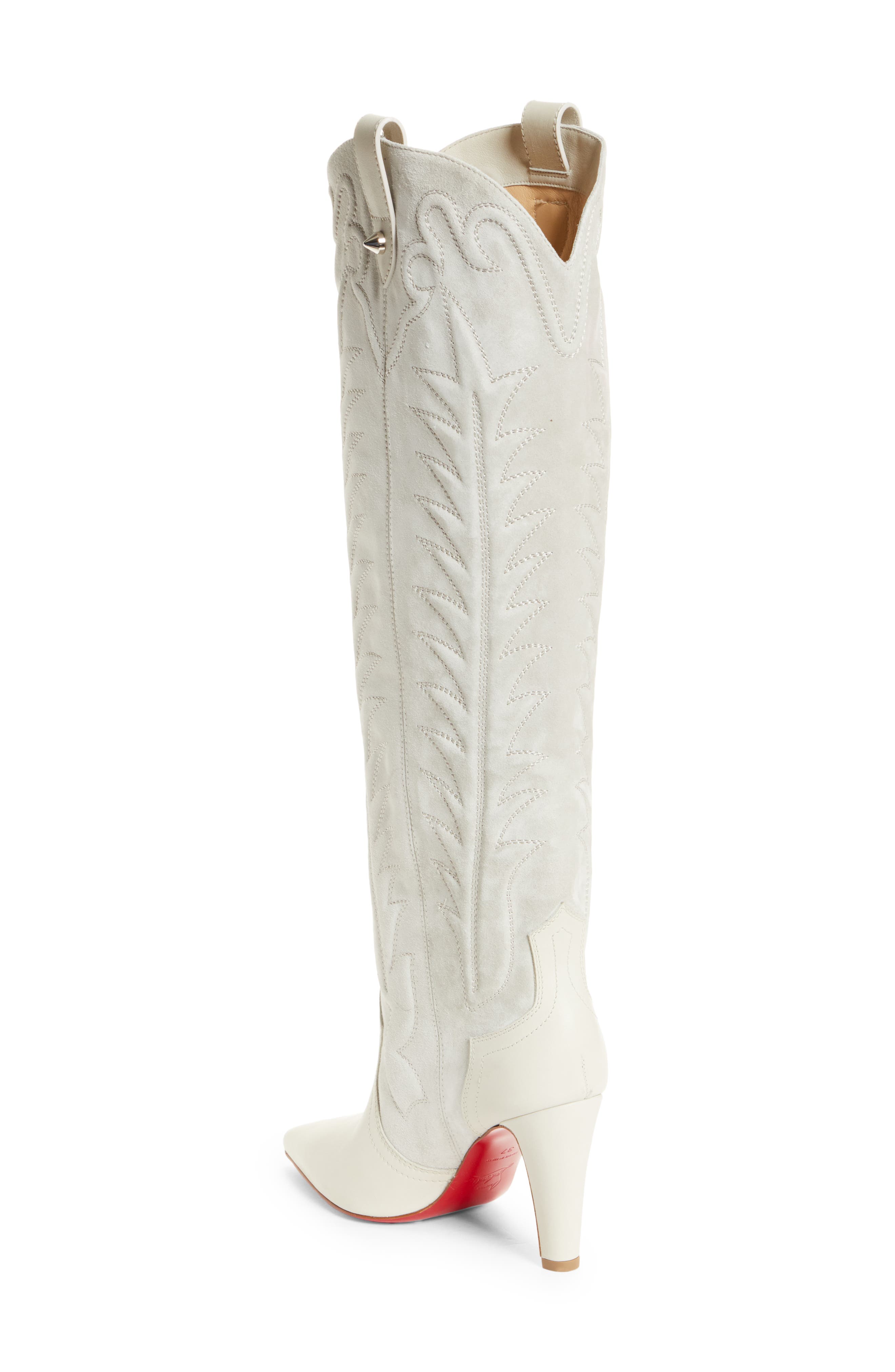 Santia Pointed Toe Knee High Boot, Alternate, color, WHITE/ ALBATRE