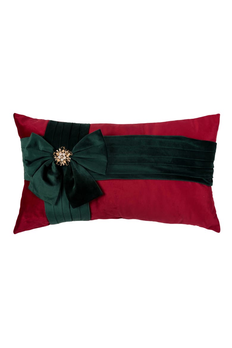 Red Present Christmas Throw Pillow 22" x 13", Main, color, Red