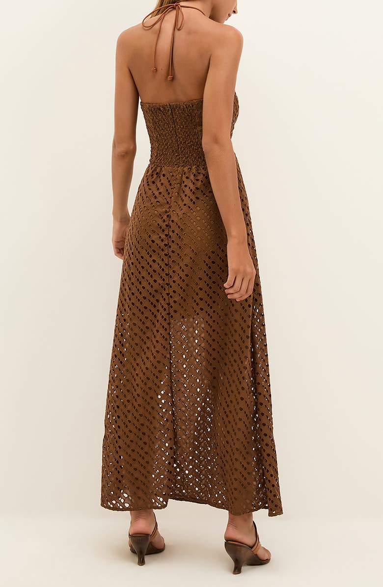 ViX Paula Hermanny Melina Halter Cotton Cover-Up Dress, Alternate, color, Brown