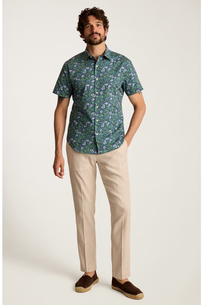 Riviera Floral Short Sleeve Stretch Cotton Poplin Button-Up Shirt, Alternate, color, MOK FLORAL C26