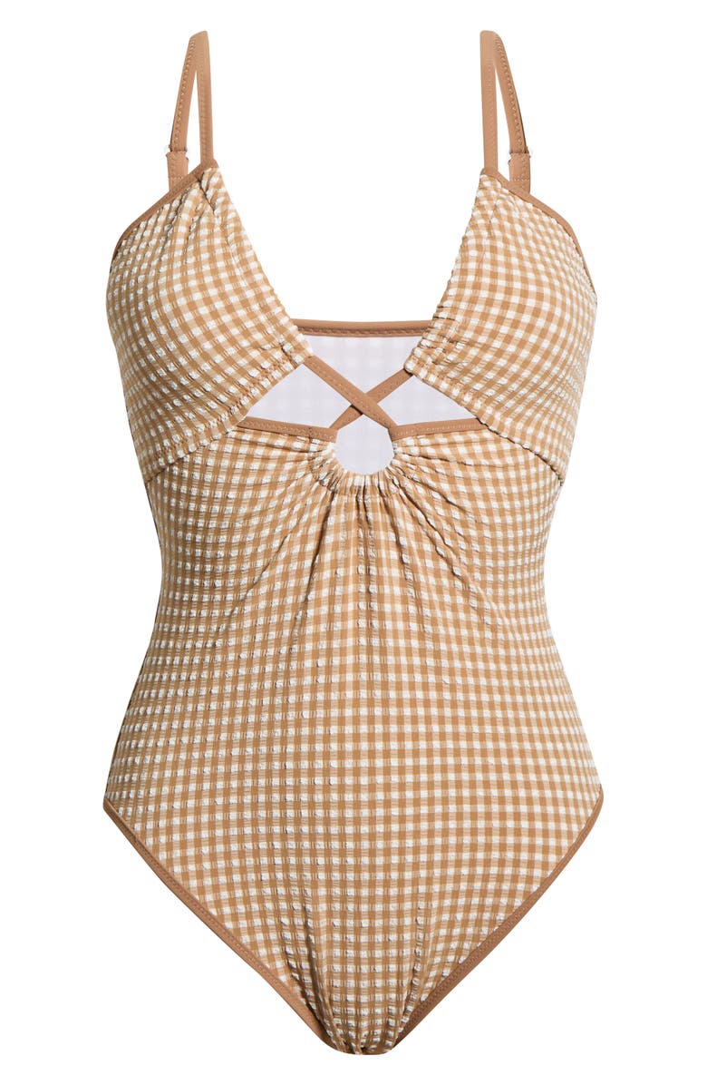 Sanctuary Keyhole One-Piece Swimsuit, Main, color, Toasted Coconut