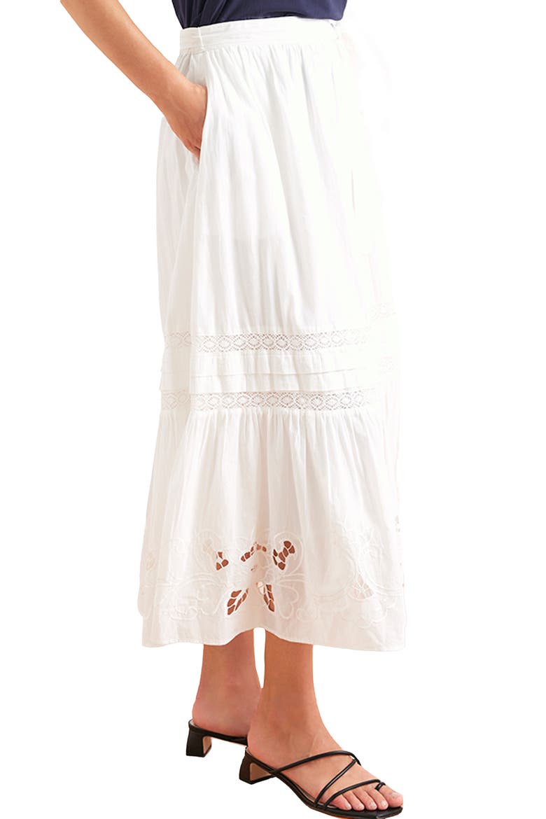 Stevie Lace Inset Embroidered Skirt, Alternate, color, Off White