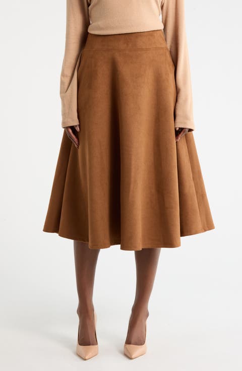 Faux Suede Flare Skirt
