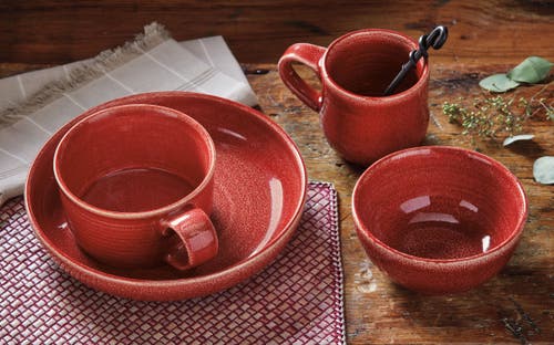 Tag Reactive Glaze Red Ceramic Dinner Plate Dishwasher Safe In Red