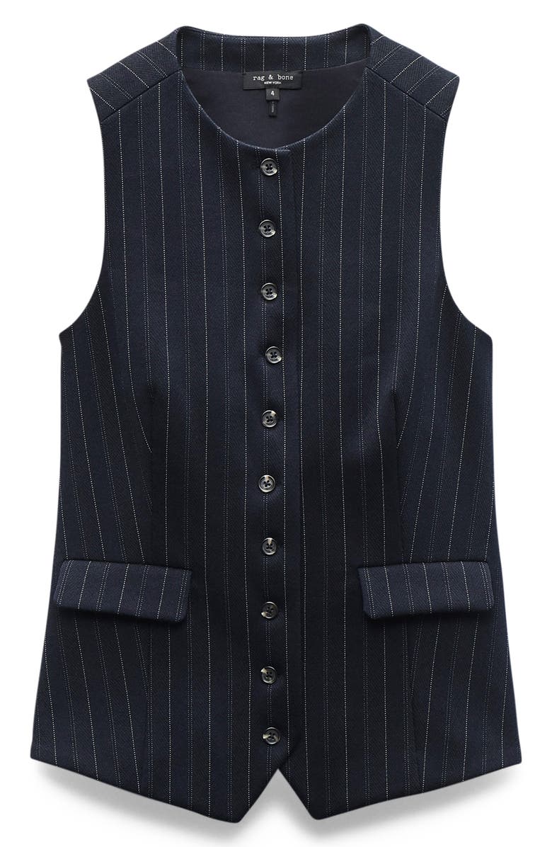 rag & bone Irina Ponte Longline Vest, Alternate, color, Navy Multi