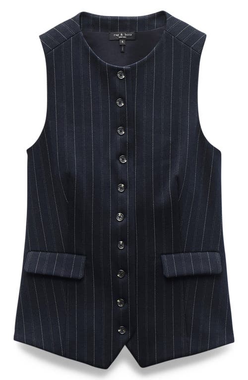 Rag & Bone Womens Nvymt Irina Ponte Striped Stretch-woven Vest In Blue