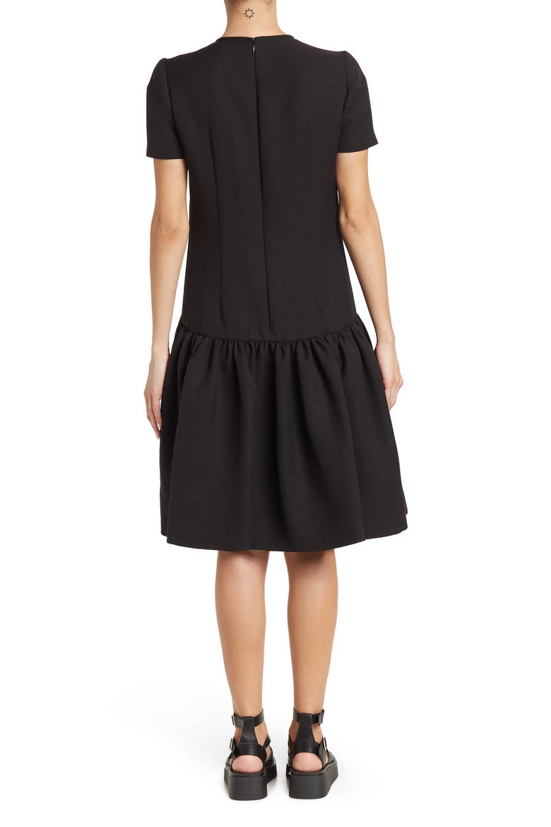 Alexander McQueen Cap Sleeve Flounce Hem Dress, Alternate, color, BLACK-BLACK