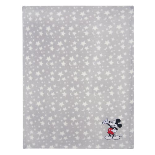 Lambs & Ivy Disney Baby Mickey Mouse Stars Soft Fleece Baby Blanket In Gray