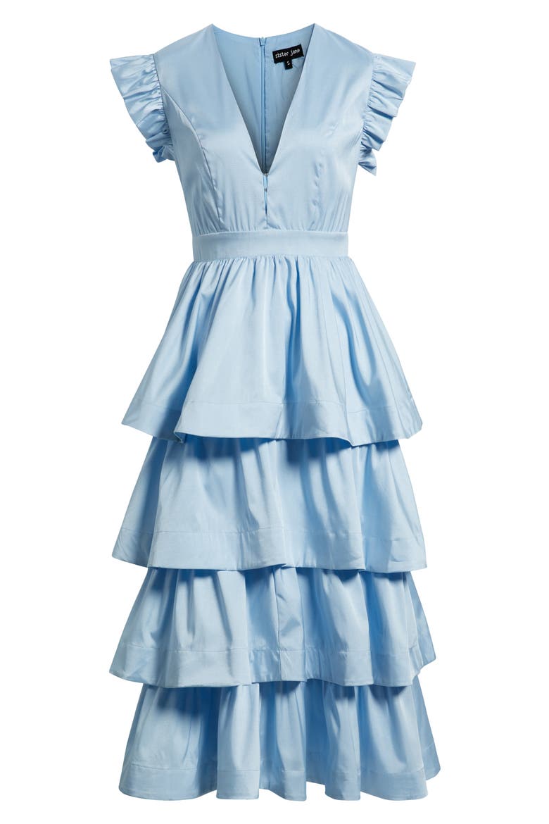 Feria Tiered Midi Dress, Alternate, color, BLUE
