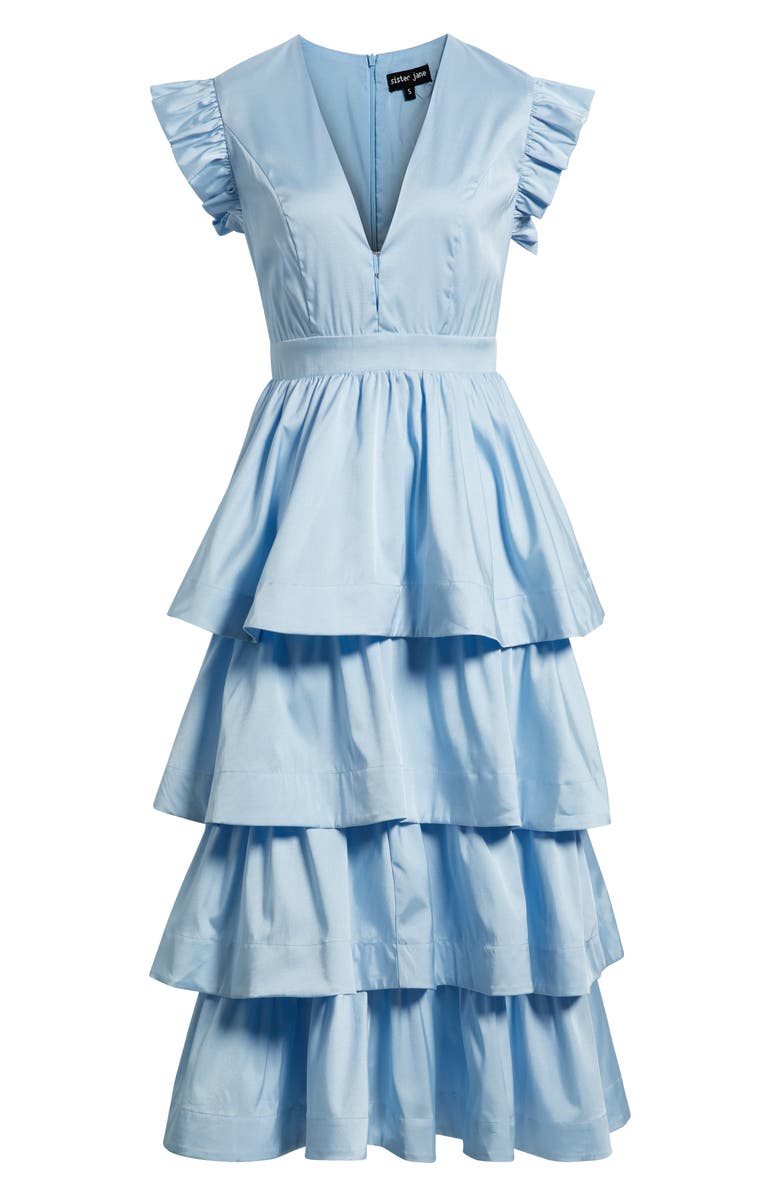 Sister Jane Feria Tiered Midi Dress, Alternate, color, Blue