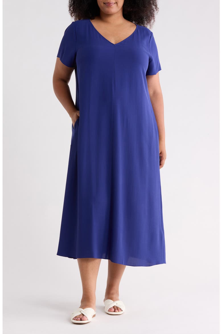 Silk Midi Dress, Main, color, INFINITY