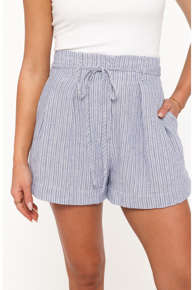 Jazzara Stripe Paperbag Shorts, Alternate, color, BLUE/ WHITE STRIPE