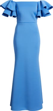 Eliza J Ruffle Off the Shoulder Mermaid Gown