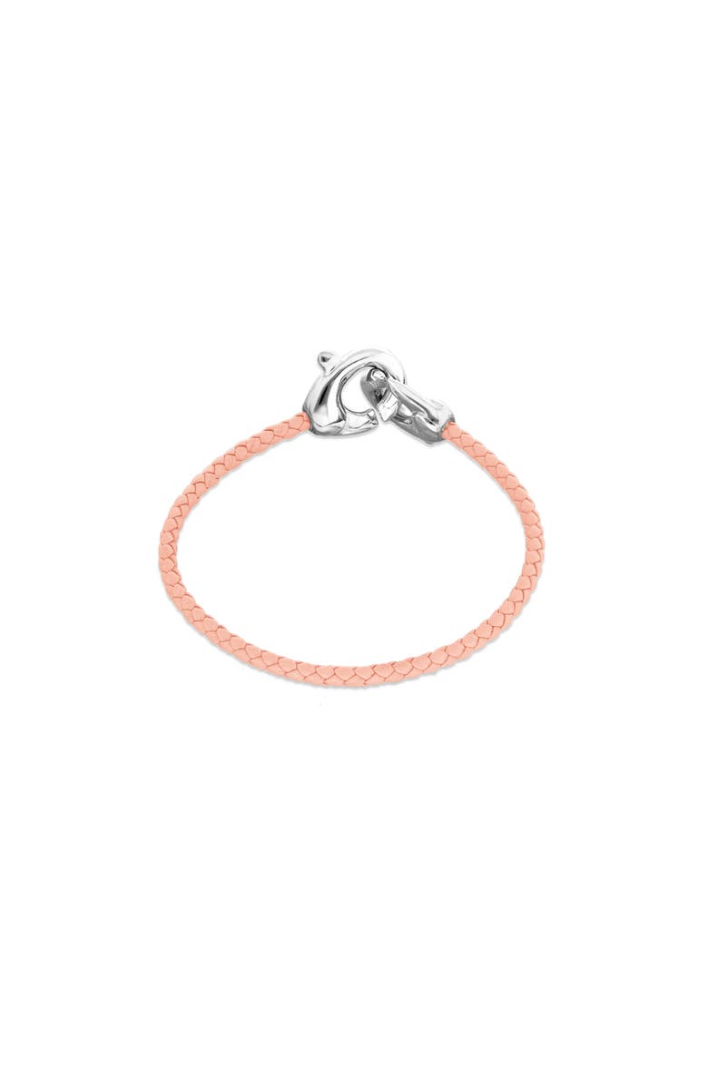 UNODE50 Pink leather strap with sterling silver-plated interlocking carabiner detail, Alternate, color, Silver
