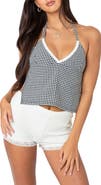 EDIKTED Charmaine Gingham Open Back Halter Top