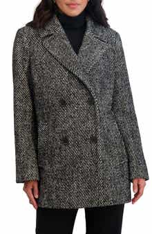 Tahari Clyde Stripe Double Breasted Long Coat