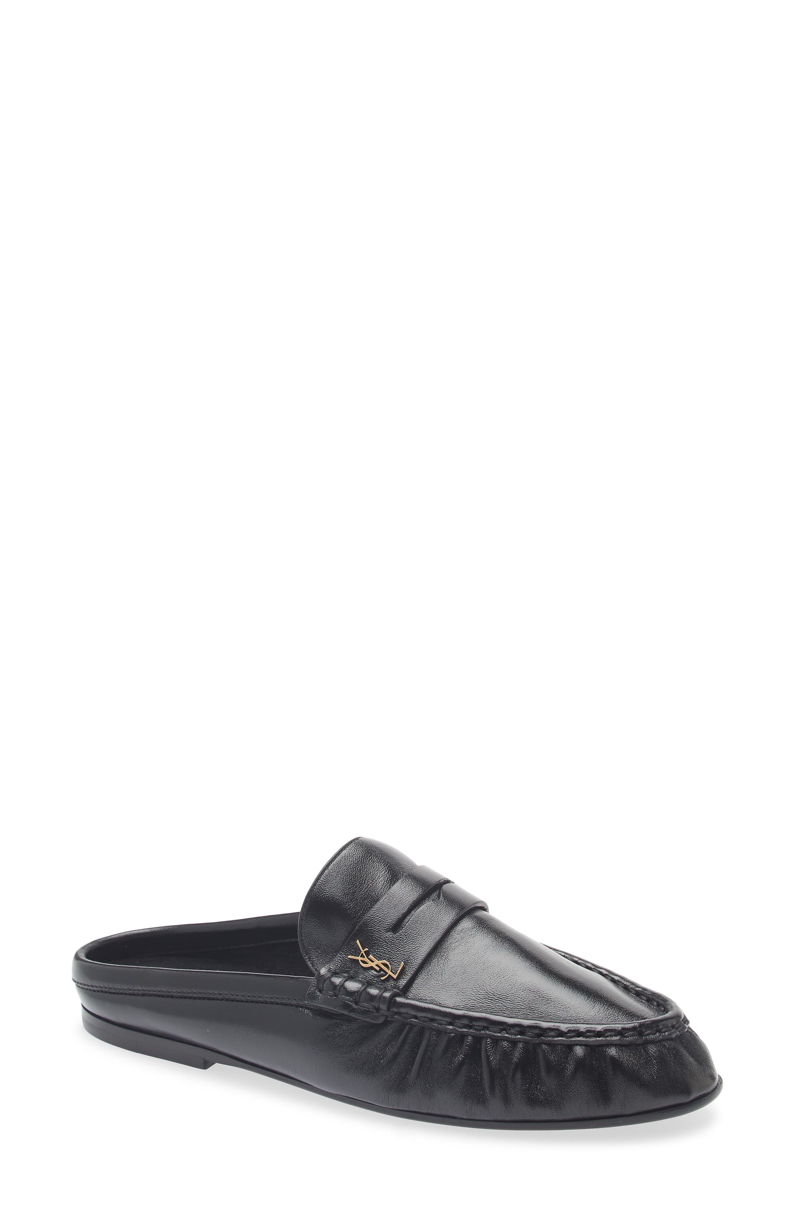 Saint Laurent Le Penny Loafer Mule, Main, color, Nero