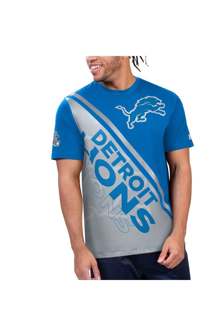 Men's Starter Blue/Silver Detroit Lions Finish Line Extreme Graphic T-Shirt, Alternate, color, Blue