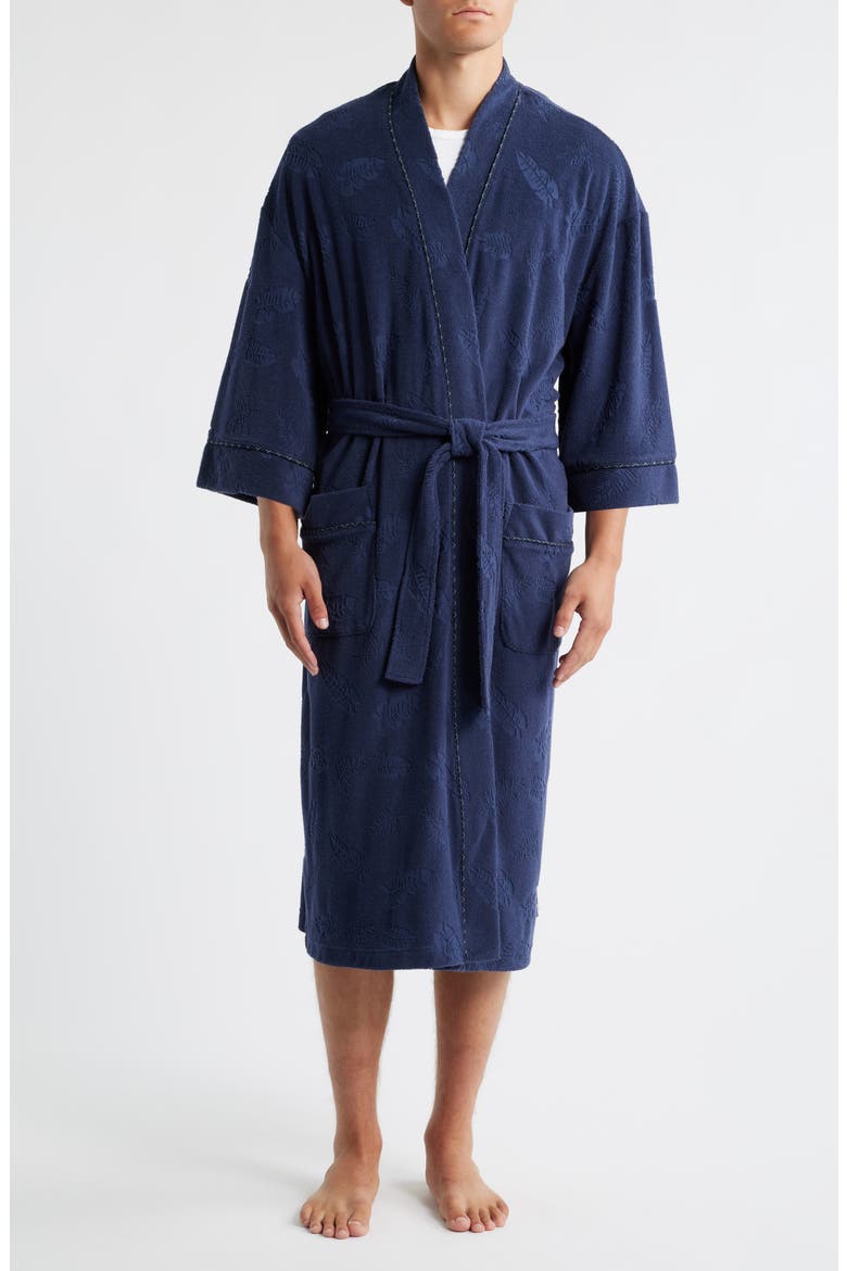 Shadow Hibiscus Terry Cloth Robe, Main, color, NAVY HIBISCUS