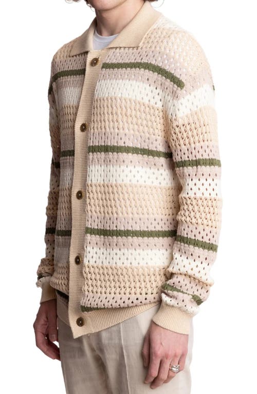 Paisley & Gray Open Knit Collar Cardigan In Neutral