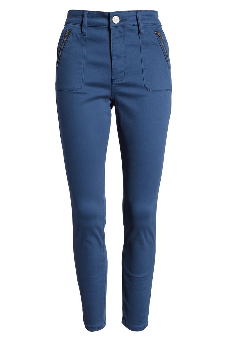 Ellie High Waist Zip Pocket Ankle Skinny Jeans, Alternate, color, OXFORD BLUE