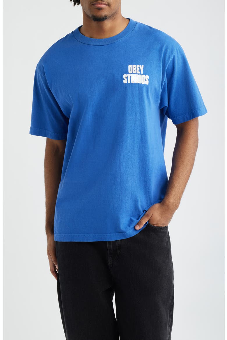 Stamped Graphic T-Shirt, Main, color, PIGMENT ELECTRIC INDIGO
