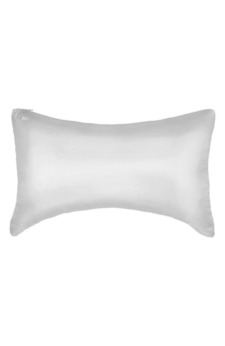 BLISSY Crescent Silk Pillowcase, Main, color, Silver
