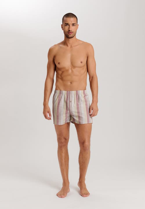 Hanro Fancy Woven Cotton Boxer In Bluewood Stripe