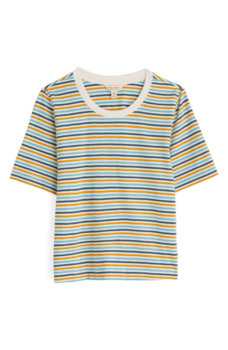 Seasalt Cornwall Copseland Stripe Organic Cotton T-Shirt, Alternate, color, Pellitras Tumeric