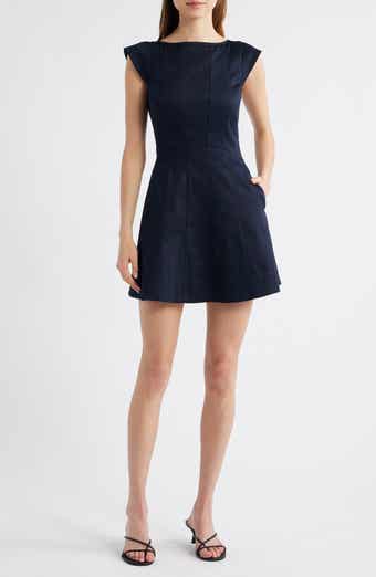 French Connection Cap Sleeve Sateen Fit & Flare Dress