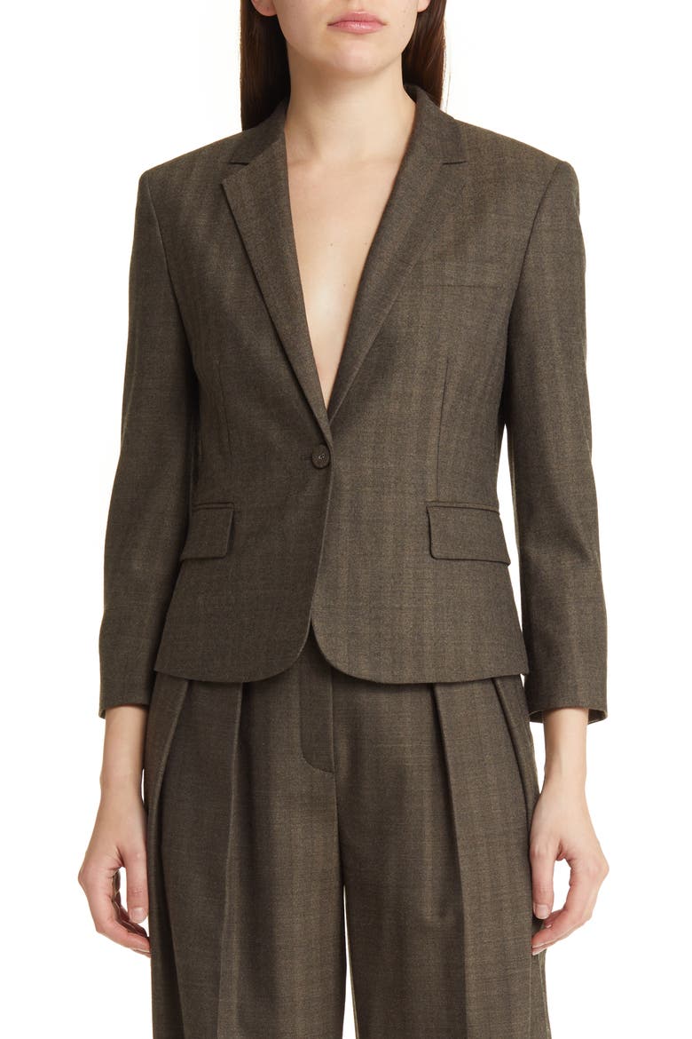 Chevron Wool Blend Shrunken Blazer, Main, color, BLACK MULTI