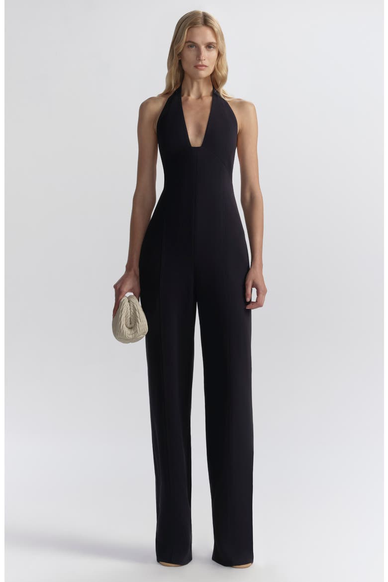 Eva Plunge Neck Halter Jumpsuit, Alternate, color, EVENING BLUE