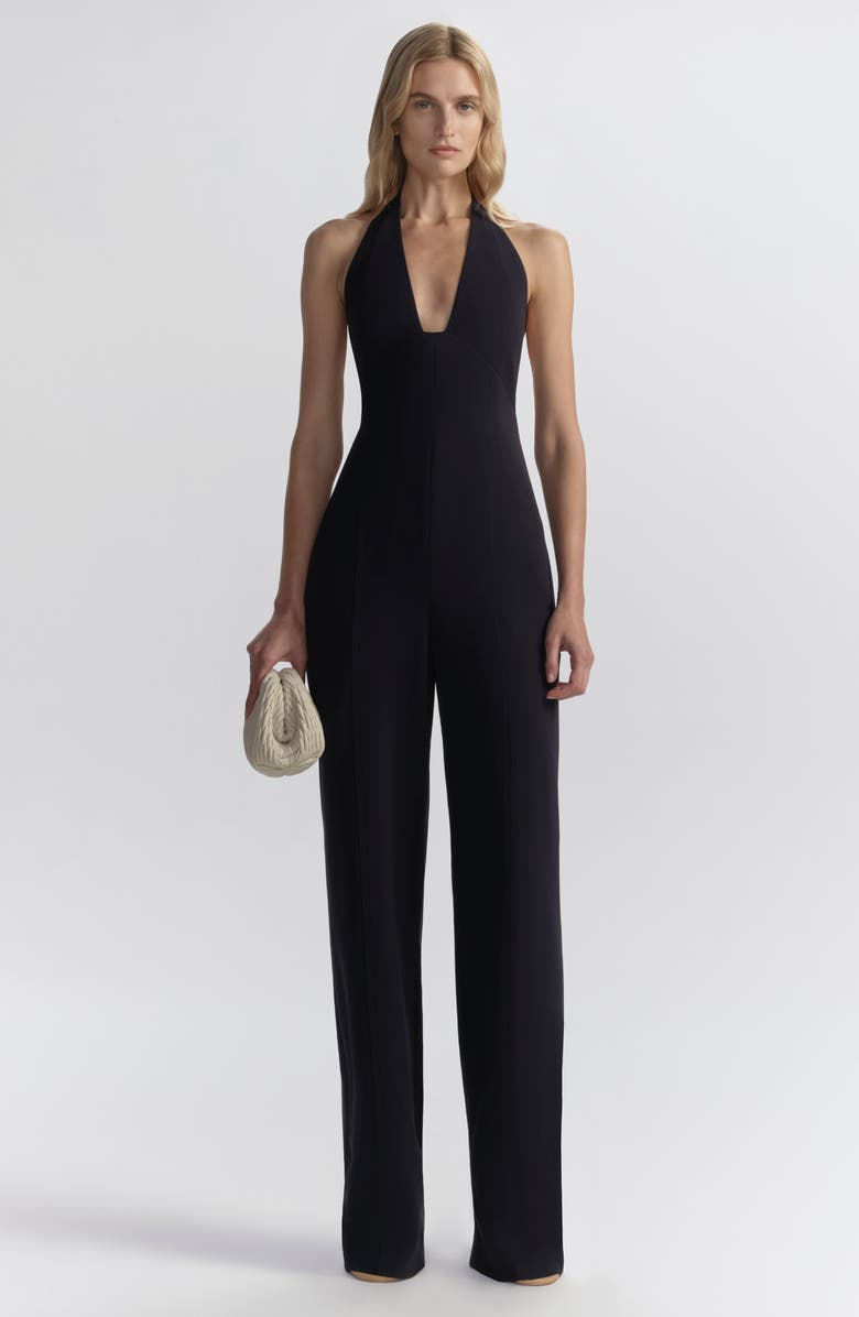 A.L.C. Eva Plunge Neck Halter Jumpsuit, Alternate, color, Evening Blue