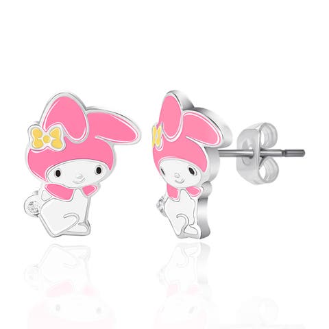 My Melody Flash Plated Enamel and Cyrstal Stud Earrings